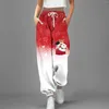 Women's Pants Wide Leg For Women Summer Ladies Casual Christmas Printed High Waist With Pocket Sports Athletic Clothes