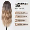 Synthetic Wigs Long Curly Brown Ombre Blonde Synthetic Wigs Cosplay Wigs with Bangs for Black Women Afro Daily Use Natural Heat Resistant Fibre 240328 240327