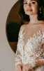 2024 Boho maniche lunghe sirena abiti da sposa backless abito da sposa in pizzo applique Sweep Train Custom Made Beach Garden Plus Size vestido de BC12016