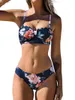 Women's Swimwear Women Bikini Sets 2 Piece Swimsuit Bathing Suits Floral Halter Top Swim Shorts Pool Beachwear