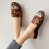 Slippers 15One-line Leopard Print Half For Women Outer Wear 2024 Fashion Pointed Flat Sandals Without Heel Large Size Sandal