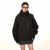 Women's Jackets HOUZHOU Vintage Black Windbreakers Jacket Women Outdoor Korean Fashion Techwear Zip-up Hooded Oversized Anorak Outwear