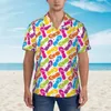 Men's Casual Shirts Colorful Vacation Beach Shirt Man Casino Summer Short Sleeve Design Elegant Oversize Blouses Gift