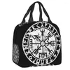 Borse portaoggetti Vintage Vegvisir Symbol Bussola vichinga norrena isolata Resuable Cooler Thermal Food Lunch Box Lavoro Scuola Viaggi