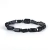 Strand Natutal Ruwe Ruwe Zwarte Toermalijn Zeshoek Hematiet Kraal Charms Unisex Armband Helende Energie Voor Man Vrouwen