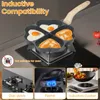 Casseroles Oeuf Poêle 4 Tasse Coeur Omelette Antiadhésive Skille Cuisinière En Alliage D'aluminium Pour Cuisinière À Gaz Ustensiles De Cuisine Petit Déjeuner