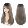 Wigs HOUYAN Short Bob Straight Hair Synthetic Wig Female Silver White Black Highlight Bangs Natural Black Cosplay Lolita Heat Resista