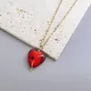 Collana girocollo in acciaio inossidabile per donna Collana con ciondolo in vetro a forma di cuore a pois dipinto a mano con catena regalo carino gioielli di moda