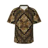 Мужские повседневные рубашки Гавайская рубашка Отпускные золотые блузки в стиле барокко Восточные винтажные дамасские элегантные мужские забавные топы с короткими рукавами Y2K
