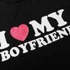 T-shirt da donna T-shirt estive per coppia I Lover My Boyfriend Stampa Top manica corta Stampa di caratteriC24319