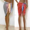 Kjolar skorts sarong kjol klänning för strand sommar spets bikini cover-ups gradient mesh wrap kjolar slips diy strandkläder simning täcker vita 240319
