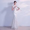 Roupas étnicas Branco Cheongsam Long Qipao Vestidos Chinês Tradicional Vestido de Casamento China Loja Vestido Oriental Tamanho XS S M L XL XXL