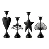 Kerzenhalter aus schwarzem Eisen, kegelförmiger Halter, elegante dekorative Tischdekoration