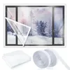 Stickers de fenêtre Couverture résistante à la poussière Kit d'isolation imperméable réutilisable avec sangles adhésives pour l'hivernage du film transparent