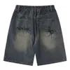 Y2K Blue Denim Shorts Spider Babeb wydrukowano Summer Loose Casual Dżinsy Shorts Fashion Harajuku Hip Hop Streetwear For Men 240319