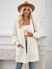 Blusas femininas outono/inverno 2024 moda casual cor sólida solta longa camisa cardigan emendada