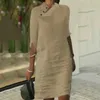 Vestidos casuais 2024 vestido de verão mulheres botão pescoço design meia manga mini para elegante festa de praia solta