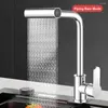 Mutfak muslukları şelale musluk 1/2 inç lavabo mikser su dokunun dört akış moduna dokunun 360 derece dönme 60cm giriş hortumu için