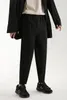 ミヤケプリーツパンツファッションコスチューム日本のストリートウェアの男性快適な黒いストレッチスーツ240305