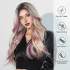 Syntetyczne peruki długie fala ciała syntetyczna perukę środkową Blone Podświetl Purple Pink Lose Wga dla białych kobiet codziennie odpornych na cosplay 240329