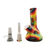 Hookahs 5.0 inch Camouflage colorful beaker Silicone Water Pipe Cartoon Printing Silicone Bong unbreakable Oil Rig with Silicone Downstem & 14mm Glass Bong