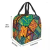 Storage Bags Kitchen Montage Insulated Women African Tribal Art Portable Cooler Thermal Food Lunch Box Work School Travel