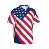 Camisas casuais masculinas patriótica bandeira americana camisa de férias estrelas e listras impressão verão homens blusas clássicas design respirável tops