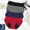 Kadın Panties 3pcs Menstrüel Panties Fizyolojik Pantolon Kadın iç çamaşırı periyodu pamuk emme suyu hızlı kuru brifingler kadın iç çamaşırı artı 240319