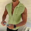 zomermode geruite rits mouwloos vest met capuchon T-shirt heren slanke sport ademende fitness top 240312