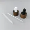 Garrafas de armazenamento 10 unidades / lote Tampa conta-gotas de madeira Frasco de óleo essencial 18mm Madeira escura real com pipeta de vidro para embalagens cosméticas