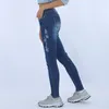 Pantalons pour femmes serrés et jambes brodées Jean dames élasticité baril avec haute droite grande taille broderie BuStretchy Slim Jeans