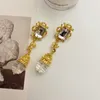 Brincos pendurados 2024 acessórios de orelha vintage luz exagerada luxo pedra natural antigo 925 clipes de agulha de prata