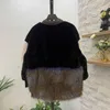 Zhezhe Luxury Quality Winter Warm Womens Faux Fur Patchwork Velvet Jacket Vintageユニークな長袖ディープVネックコート