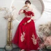 Vêtements ethniques Style chinois 3XL Xiuhe Bourgogne Robe de soirée de mariage Mariée Femmes Engagement Toast Vintage Élégant Sexy Long Robes