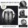 HOOLERRY 24 Pack Mule Mugs Bulk Svart rostfritt stålkoppar Moskva Kopparplätering Mugg med handtag 12 oz Hammered Finish Cup för kylda drycker Kaffein svans