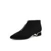 Boots Fashion Boots Women Winter Shoes Pointed toe Women Ankle Boots Sexy Ladies Party Shoes Square Heels Black Blue