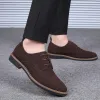 Ayakkabılar Süet Ayakkabı Dantel Yukarı Mavi Oxford Ayakkabı Erkekler için Flats 2023 Moda Erkek Spor Sabahları Sonbahar Nefes Alabilir Rahat Rahat Erkek Ayakkabı