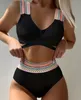 جديد 2024 Summer Beach Suit Womens bikini مجموعة واسعة حزام الكتف حزام مرتفع الخصر دفع أعلى ملابس السباحة ملابس السباحة 240319