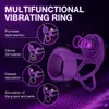 Anillo vibratorio para pene, juguetes sexuales para adultos, anillo de silicona 3 en 1 con vibrador de clítoris rosa, juguetes sexuales para parejas, 10 vibraciones, juguete sexual masculino, anillo vibratorio para pene para hombres y parejas