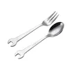 Gafflar 12st rostfritt stål sked skiftnyckel gaffel glass skedkreativ liten presentbar kök verktyg bordsartikar teskedar