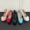 Pumps Ochanmeb Patent Leder Frauen helle Fuschia Pink Mary Jane Schuhe Doppelgurt Schöner süßer Bogenknoten Goth Lolita Pumps 43