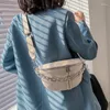 Totes Crossbodytas met dikke kettingdraad voor dames Modieuze brede riem Okselborst Schouder PU-leer Kleine handtas en portemonnees