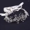 Hair Clips Bridal Headband Formal Event Elegant Rhinestone Flower With Pearl Bow For Women Wedding Bride