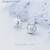 Stud Modian 2021 Autentyczny 925 Sterling Srebrny Różowy Złot Kolor Księżyc i Sun Studs For Women Jewelry Ear Pins Prezenty Bijouxc24319