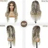 Ash Blonde Pruik Synthetisch Lang Krullend Haar Pruiken voor Vrouwen Pluizig Kapsel Golf Ombre Pruik Kostuum Carnaval Feest Regelmatig Krullend Pruik 240314