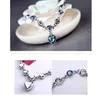 Bracelet Femmes couleur argent heureux bracelet femme bleu pendentif charmes en forme de coeur Pulseras bracelet de mariage élégant bijoux cadeau de fiançailles 240319