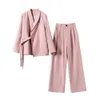 Ensemble de costume Haute Couture rose pour femmes au printemps, nouveau Design, tempérament de niche, pantalon à jambes larges, deux pièces {catégorie}