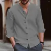 Camicie casual da uomo 2024 Autunno e inverno Europa Stati Uniti Camicia a maniche lunghe allentata in cotone e lino retrò Moda Cas