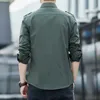 Camisas casuales para hombres 2024 Camisa militar de manga larga de otoño equipada con algodón a juego