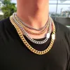 8/10/12mm Punk 18K Gold Plate Miami Curb Cuban Chain Halsband Män Kvinnor Hiphop Polerat rostfritt stål Fashion Simple Bike Biker Necklace Jewelry